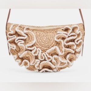 Dolce Vita Raffia Ruffle Crossbody Bag with zipper closure. NWT